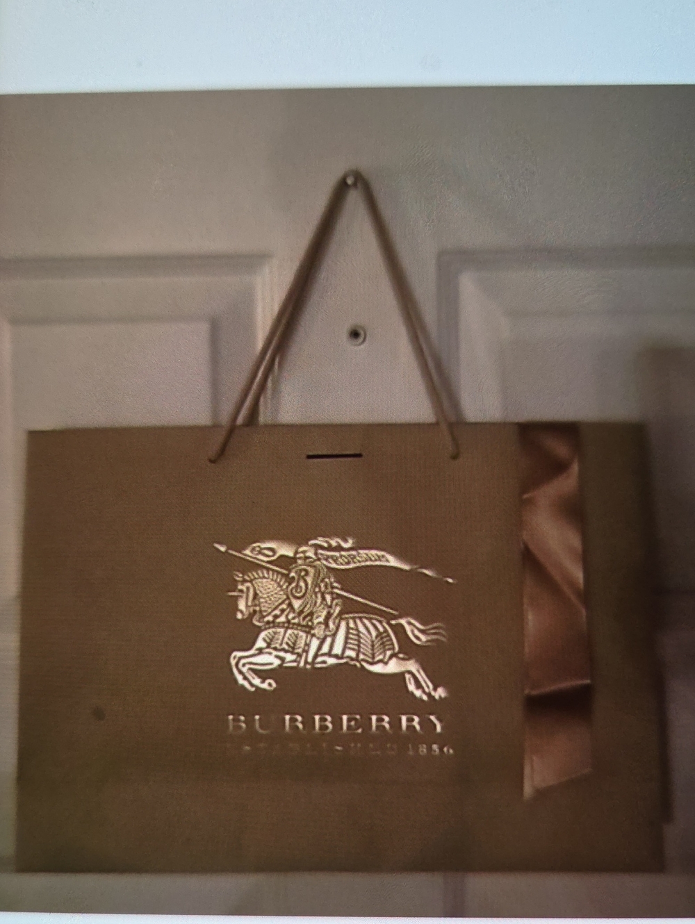 Burberry Brown Paper Gift Bag with Gold Equestrian Logo